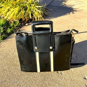 Celine Dion black patent tote